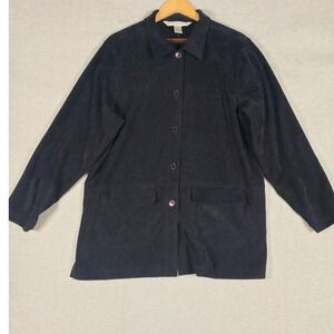 VTG Jessica Holbrook Black Textured Button‎ Front Jacket Women's Size L